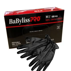 Black Disposable Vinyl Gloves (100 Pieces)