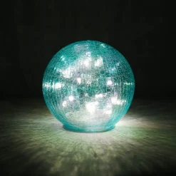 Blue Faerie LED Crackle Glass Globe