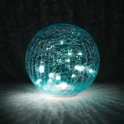 Blue Faerie LED Crackle Glass Globe