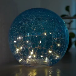 Blue Faerie LED Crackle Glass Globe