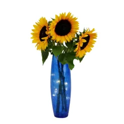 Blue Faerie LED Crackle Glass Vase