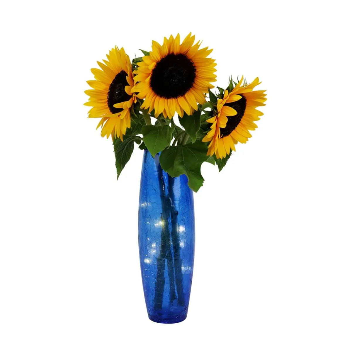 Blue Faerie LED Crackle Glass Vase