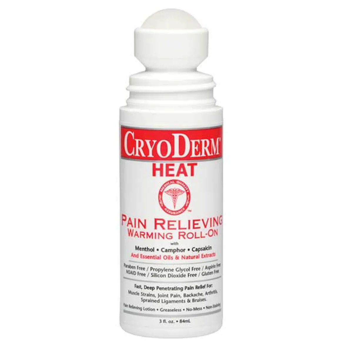 CryoDerm Heat Pain Relieving Warming Lotion 3 Oz Roll On