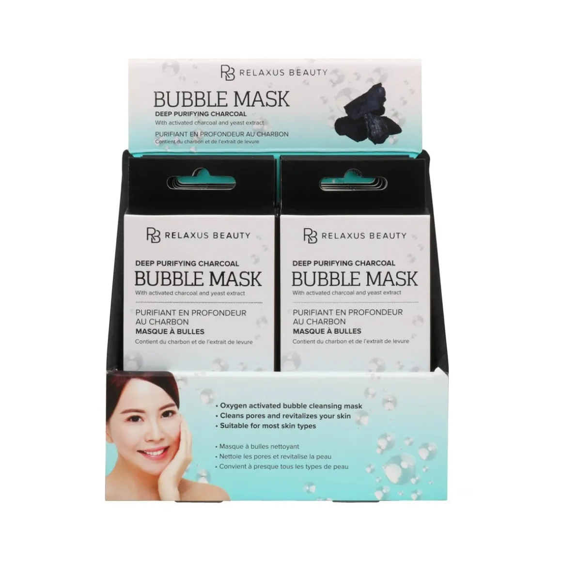 Deep Purifying Charcoal Bubble Face Mask Displayer of 12