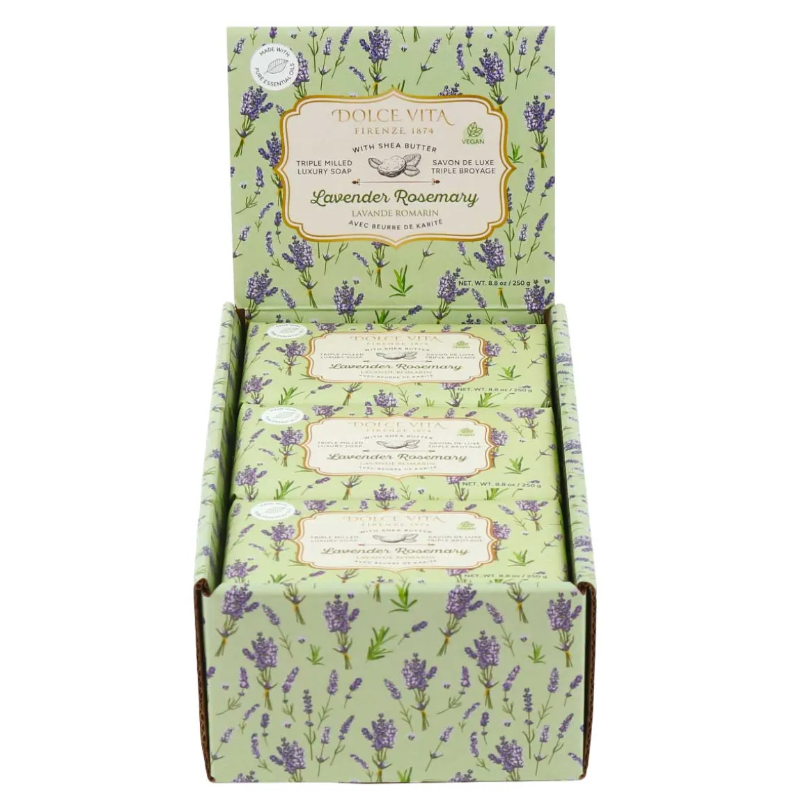 Dolce Vita Triple Milled Luxury Soaps with Shea Butter - Displayer of 6