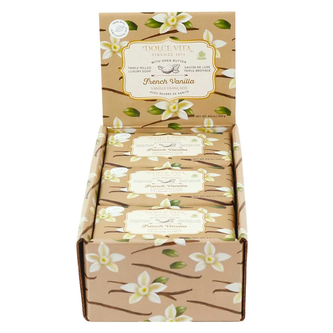 Dolce Vita Triple Milled Luxury Soaps with Shea Butter - Displayer of 6