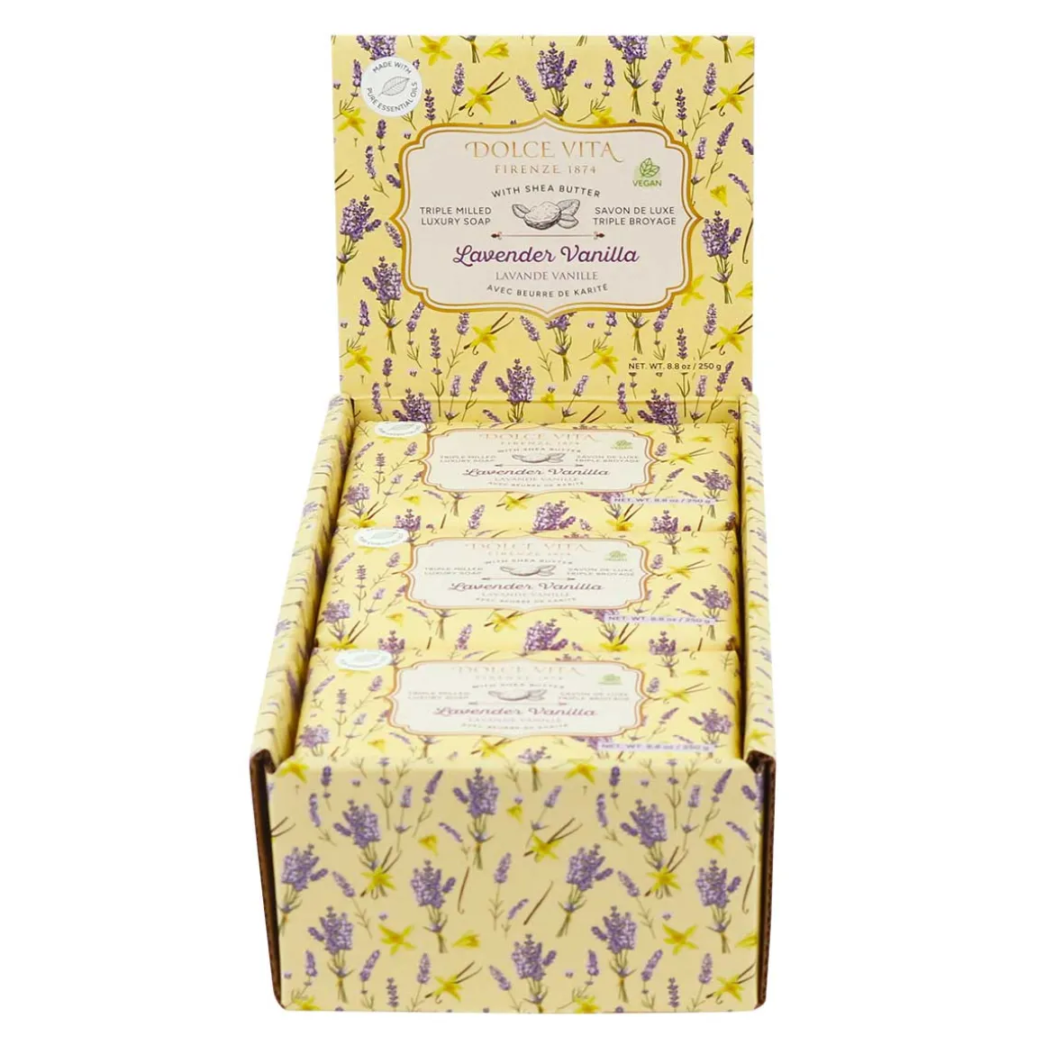 Dolce Vita Triple Milled Luxury Soaps with Shea Butter - Displayer of 6
