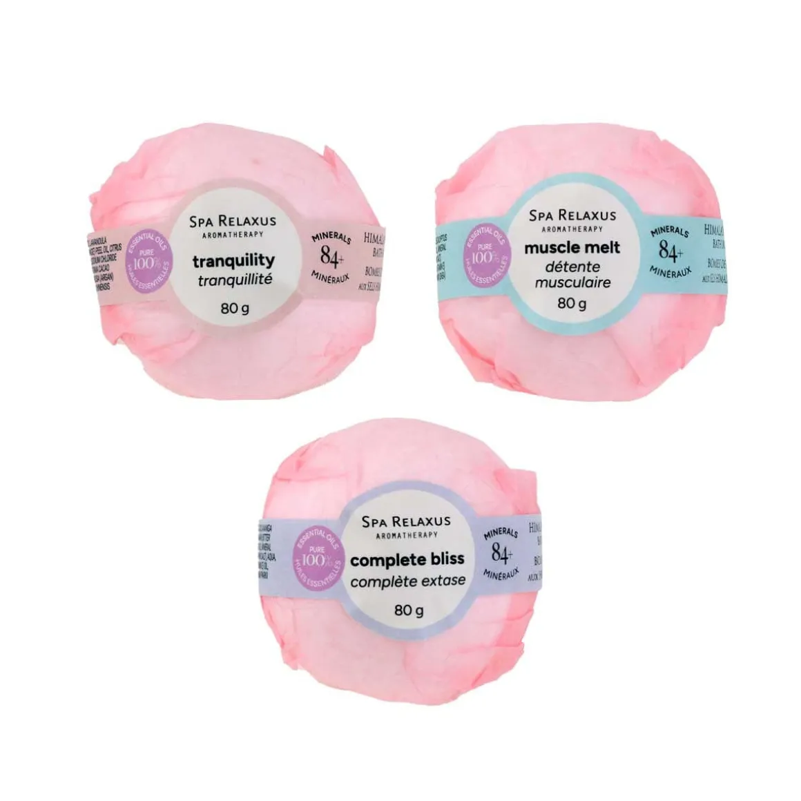 Himalayan Salt Bath Bombs 3 Piece Gift Set (3 x 80 g) - Displayer of 8