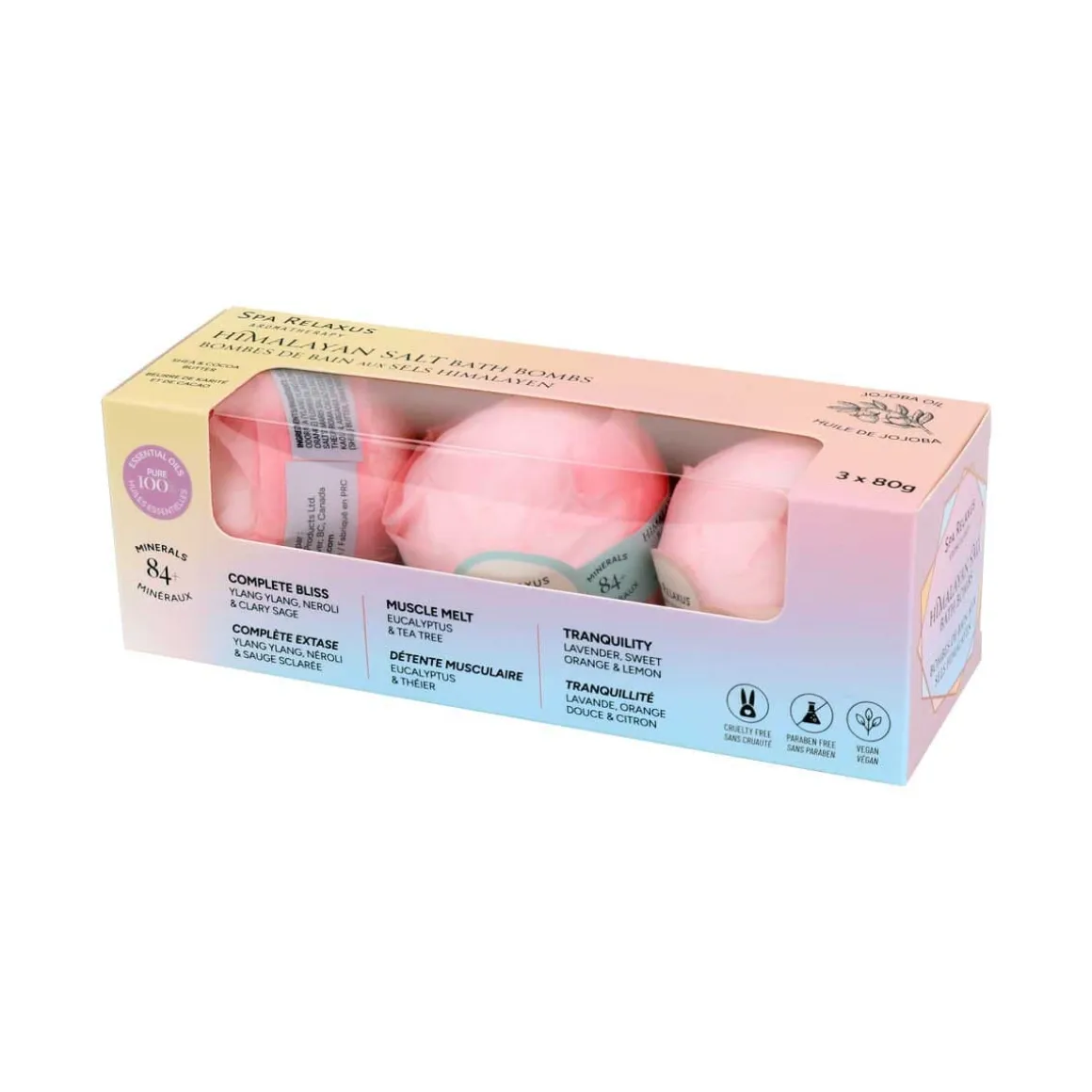 Himalayan Salt Bath Bombs 3 Piece Gift Set (3 x 80 g) - Displayer of 8