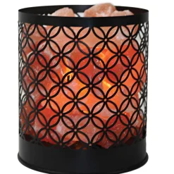 Himalayan Salt Lamp With Wrought Iron Design