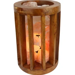 Himalayan Salt Lamp Wooden Cylinder Basket