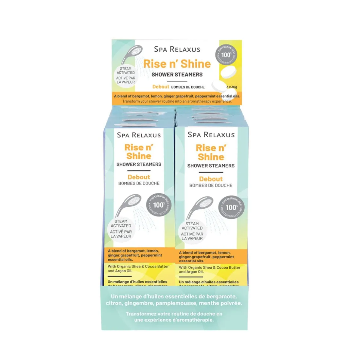 Rise 'N Shine Shower Steamers (3-Piece Set) Displayer of 12