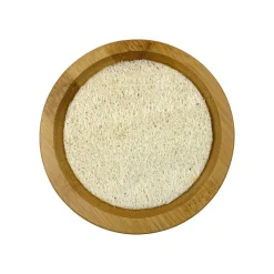 Round Bamboo Soap Tray with Loofah Pad