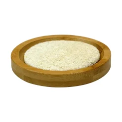 Round Bamboo Soap Tray with Loofah Pad