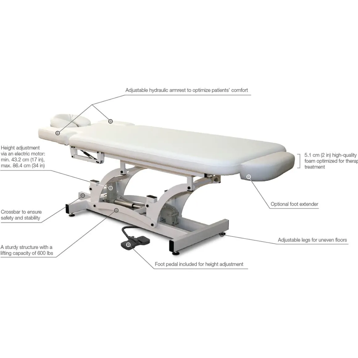 Silhouet-Tone ETNA White Electric Massage Table