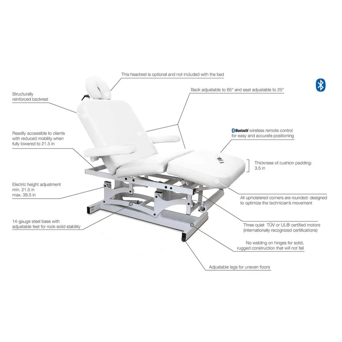 Silhouet-Tone LAGUNA MIST White Spa Electric Table 3-4 weeks for delivery