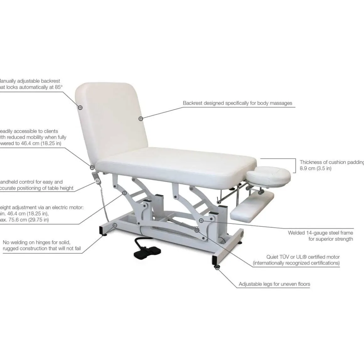 Silhouet-Tone LAGUNA SAND White Electric Table 3-4 weeks for delivery