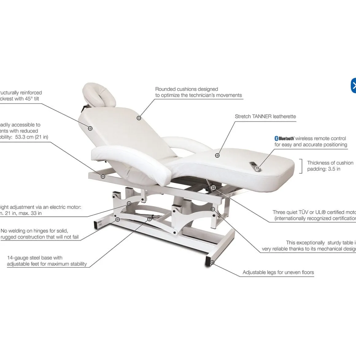 Silhouet-Tone SPAONE White Spa Electric Table (No Cabinet) 3-4 weeks for delivery