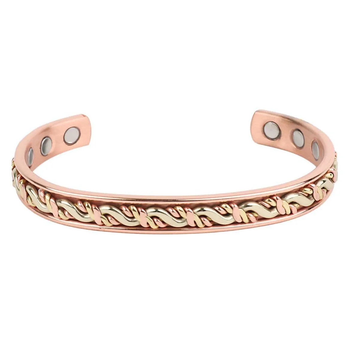 Tri-Colour Magnetic Copper Bangle Bracelet