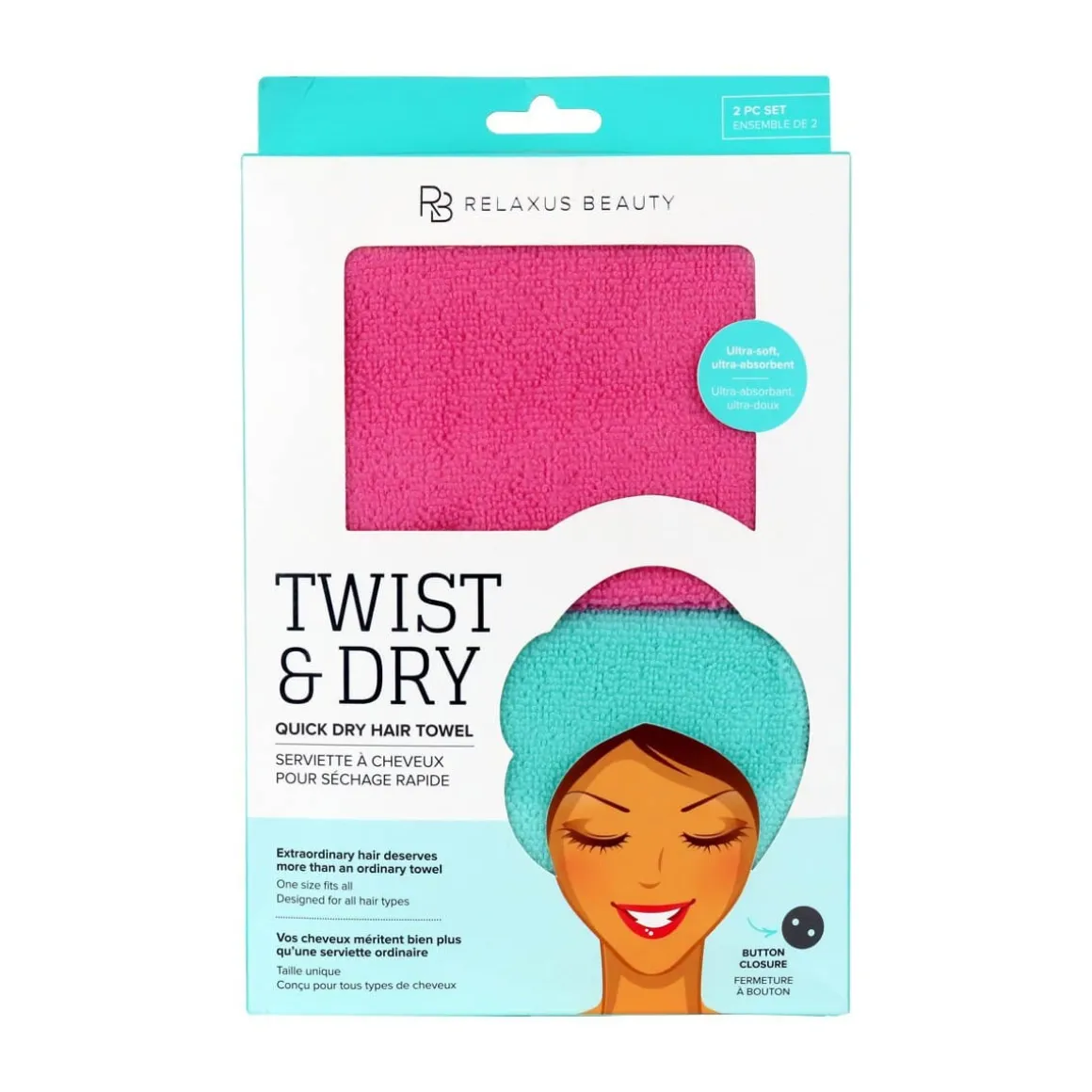 Twist & Dry Quick Dry Hair Towel 2-Pack