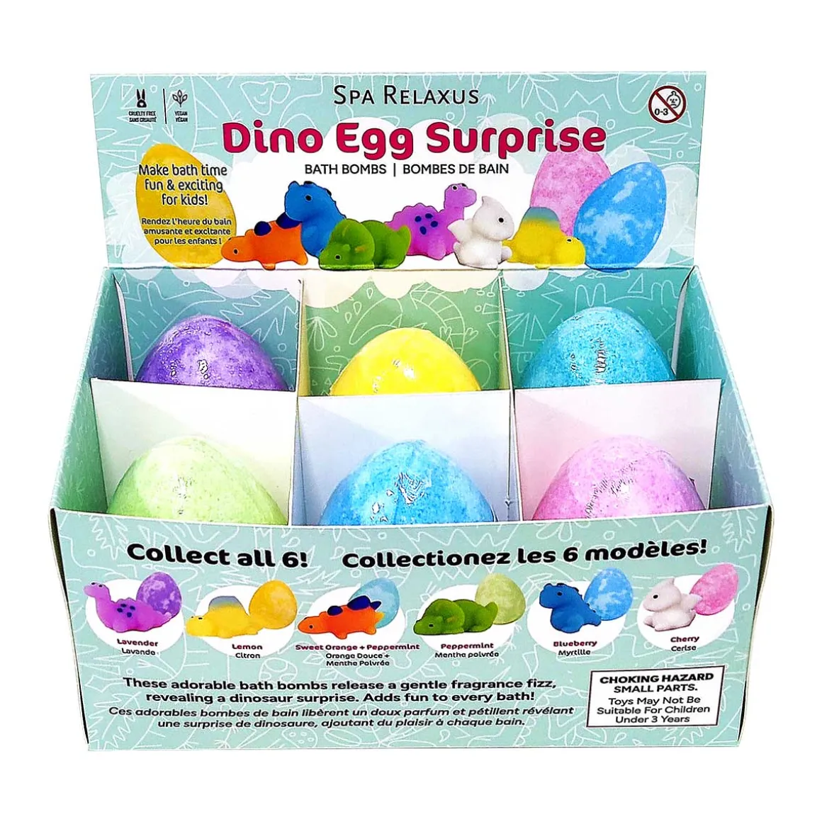 Vegan Dino Egg Surprise Bath Bombs - Displayer of 6