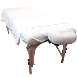 White Cotton/ Polyester Flat Massage Table Sheets