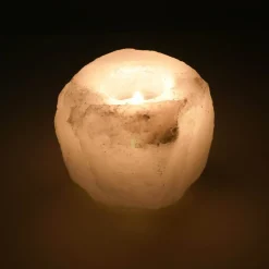 White Himalayan Salt Tea Light Holder