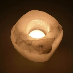 White Himalayan Salt Tea Light Holder