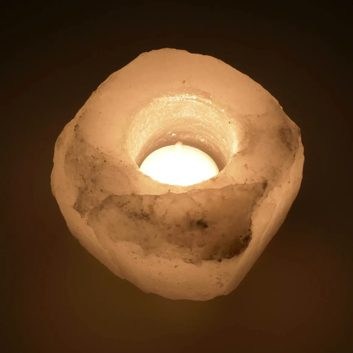 White Himalayan Salt Tea Light Holder