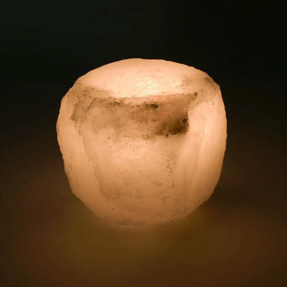 White Himalayan Salt Tea Light Holder
