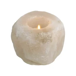 White Himalayan Salt Tea Light Holder