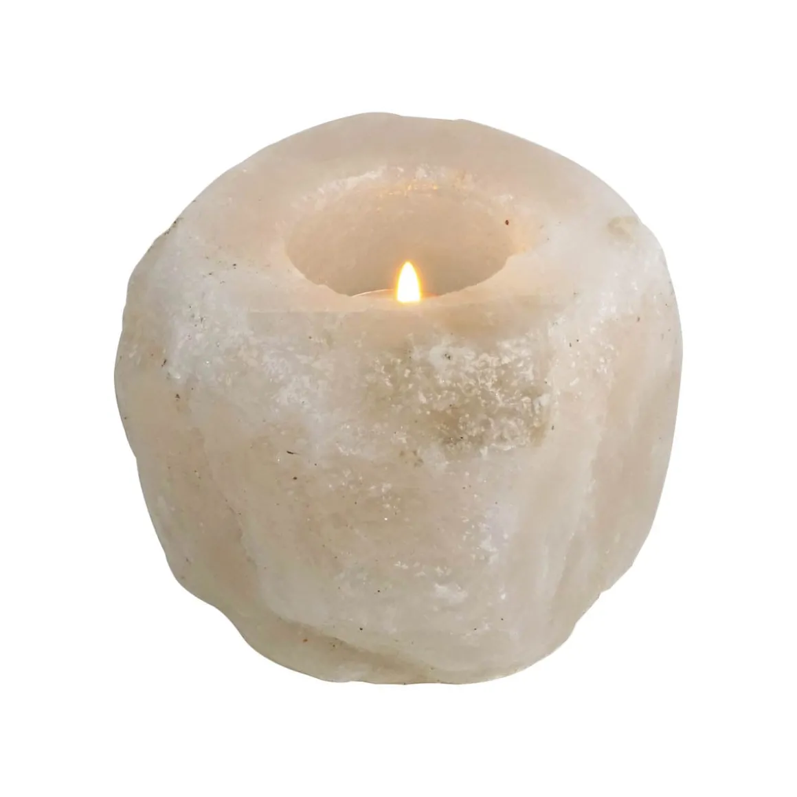 White Himalayan Salt Tea Light Holder