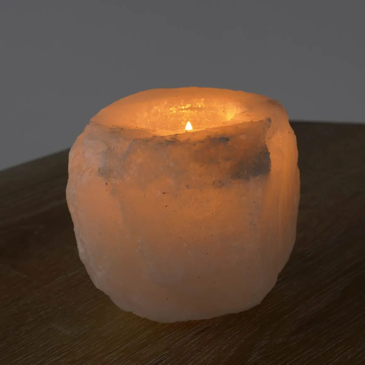 White Himalayan Salt Tea Light Holder