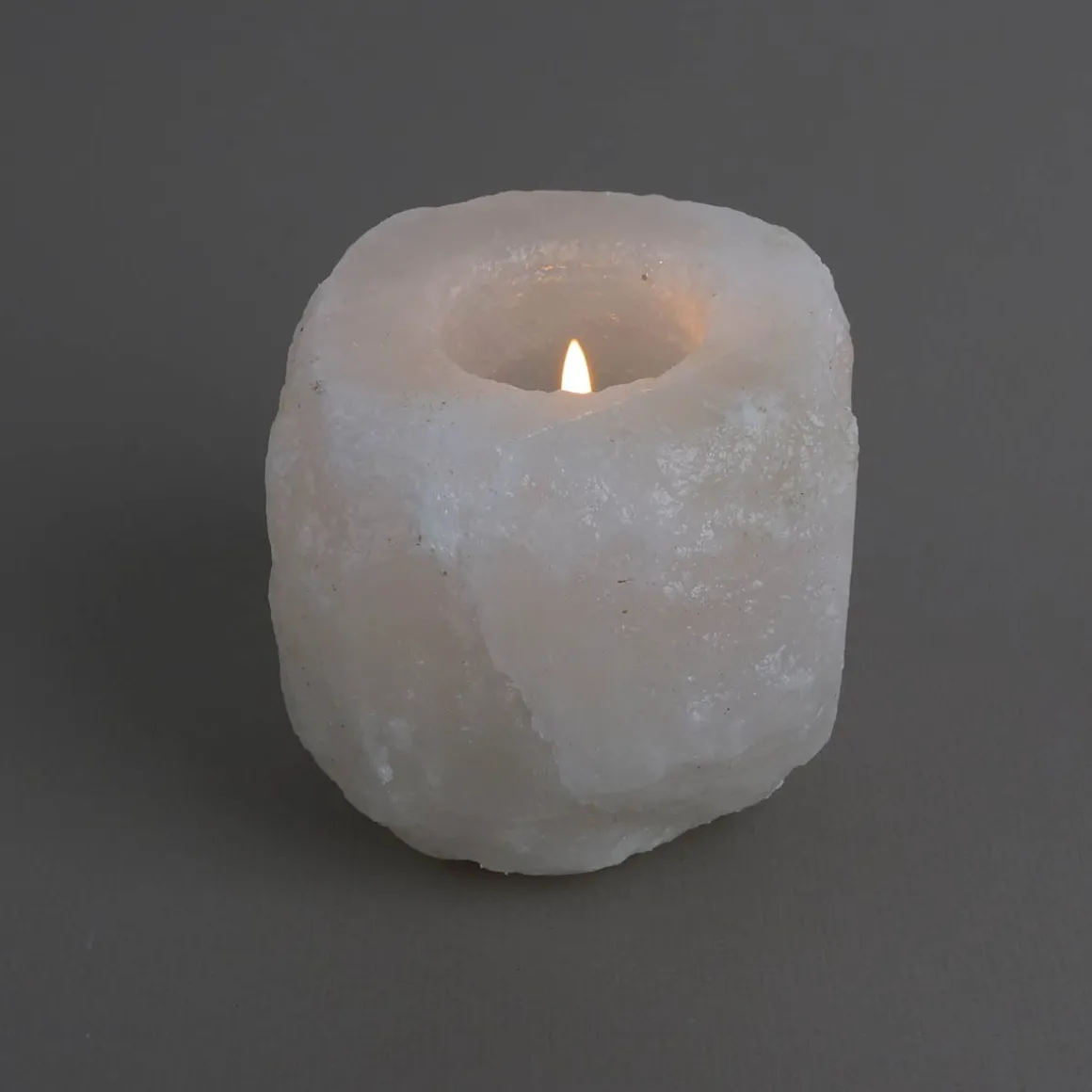 White Himalayan Salt Tea Light Holder